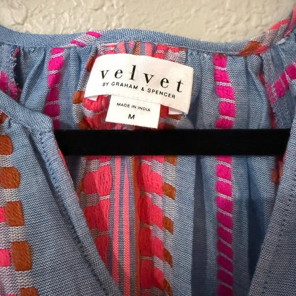 EUC Velvet by Graham & Spencer Blaize Striped Cotton Dress pink blue - Picture 4 of 11